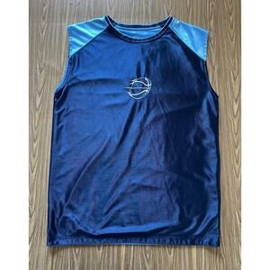 Vintage Basketball Shirt Reversible Sleeveless Shiny  Satin Y2K Blue Large